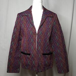 CLC Womens Jacket Multi Color Open Front Size 10